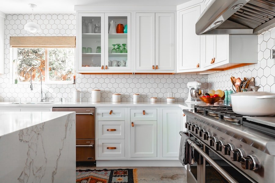 White kitchen with professional range